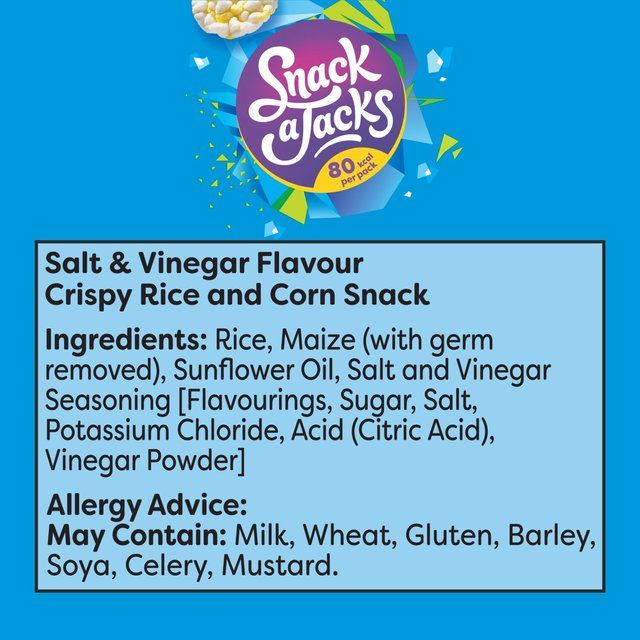 Snack a Jacks Salt &amp; Vinegar Multipack Rice Cakes   5 per pack
