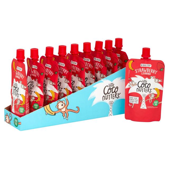 The Coconut Collab Strawberry & Banana Little Coconutters Pouch Multipack   10 x 90g