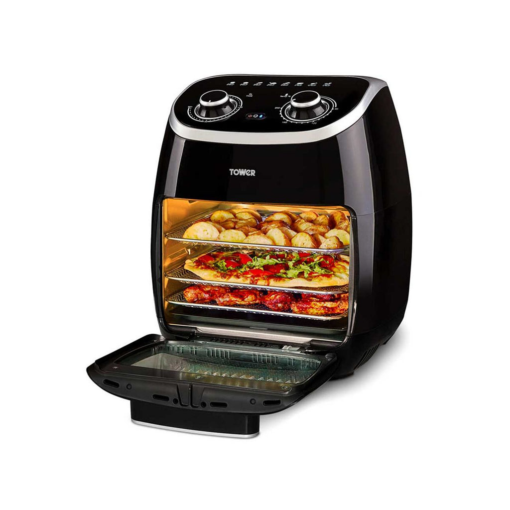 Tower Xpress 2000W 11 Litre 5-in-1 Manual Air Fryer Oven with Rotisserie Black