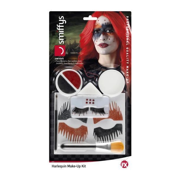 Smiffys Harlequin Make-Up Kit with Face Stickers