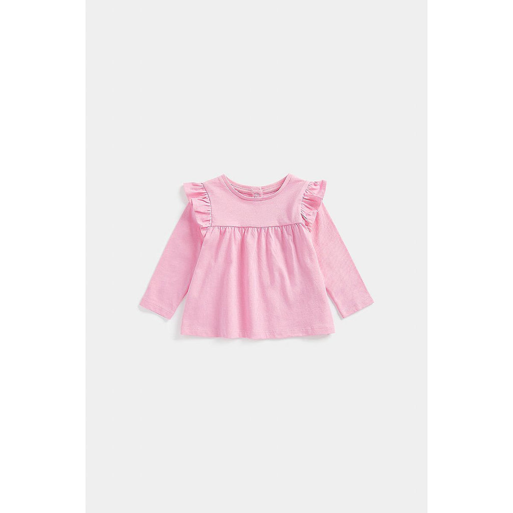 Mothercare Pink Long-Sleeve Frill T-Shirt