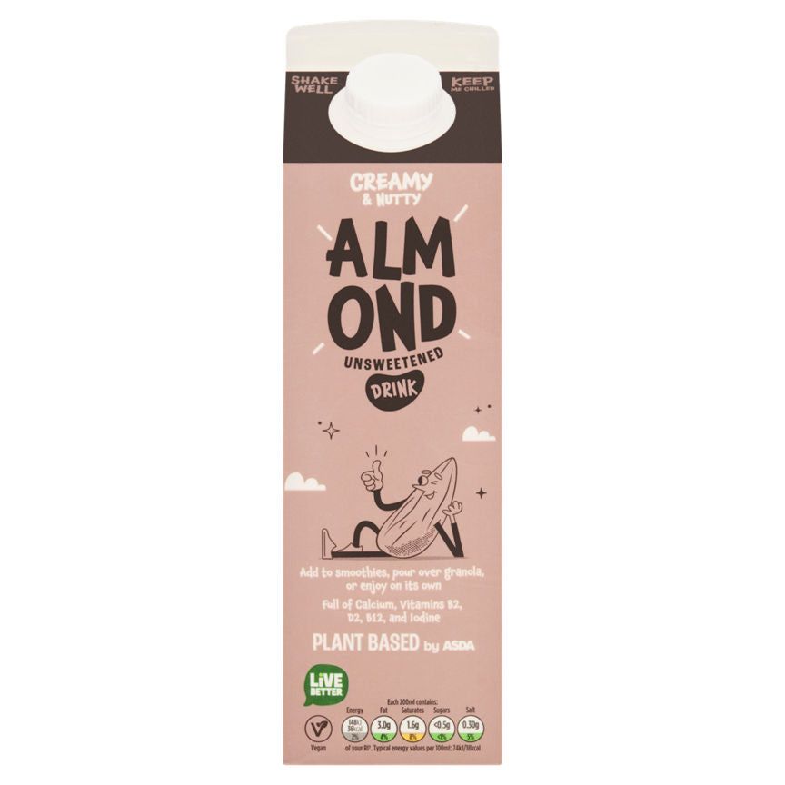 Plant Based by ASDA Almond Unsweetened 1 Litre