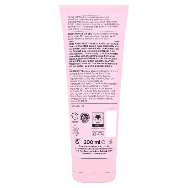 Superdrug Solait Self Tan Lotion Medium 200ml GOODS Superdrug   