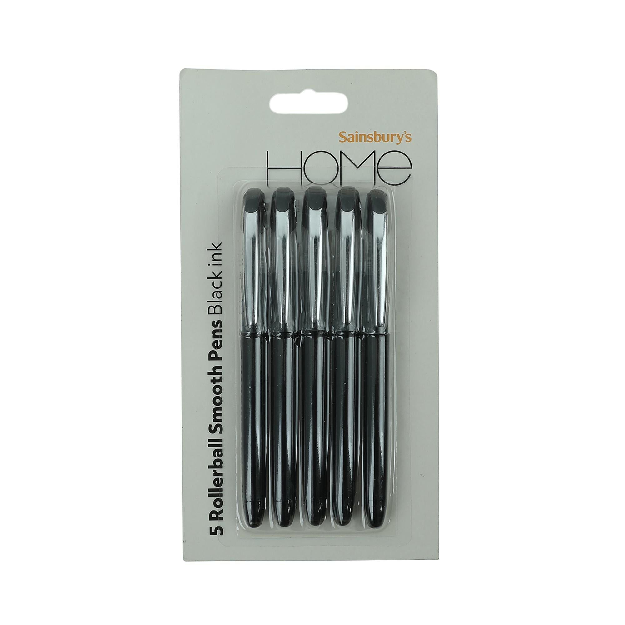 Sainsbury's Home Smooth Ink Rollerball Pens Black 5pk GOODS Sainsburys   