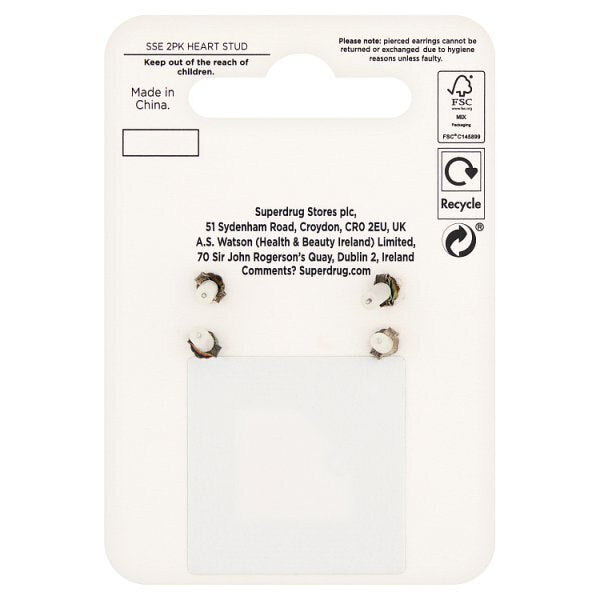 Superdrug Premium Sterling Silver 2 Pack Heart Stud