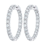 4.00ctw Round Brilliant Cut Diamond Inside Outside Hoop Earrings, 14ct White Gold