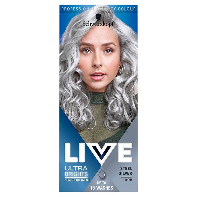 Schwarzkopf Live Steel Silver 98 Ultra Brights Semi-Perm Hair Dye GOODS M&S   