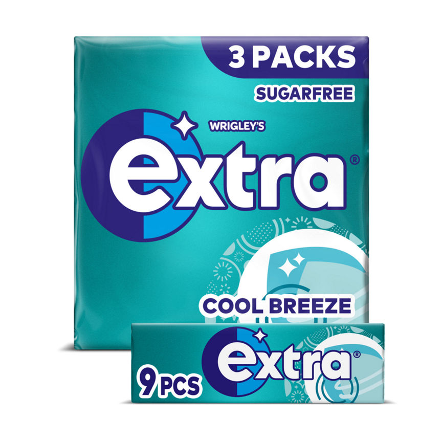 Wrigley's Extra Cool Breeze Sugar Free Chewing Gum Sugar Free 3 x 9 Pieces