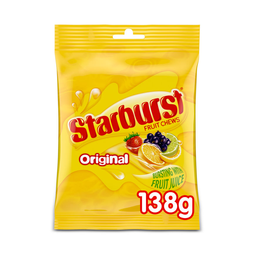 Starburst Chewy Sweets Fruit Flavoured Pouch Bag 138g