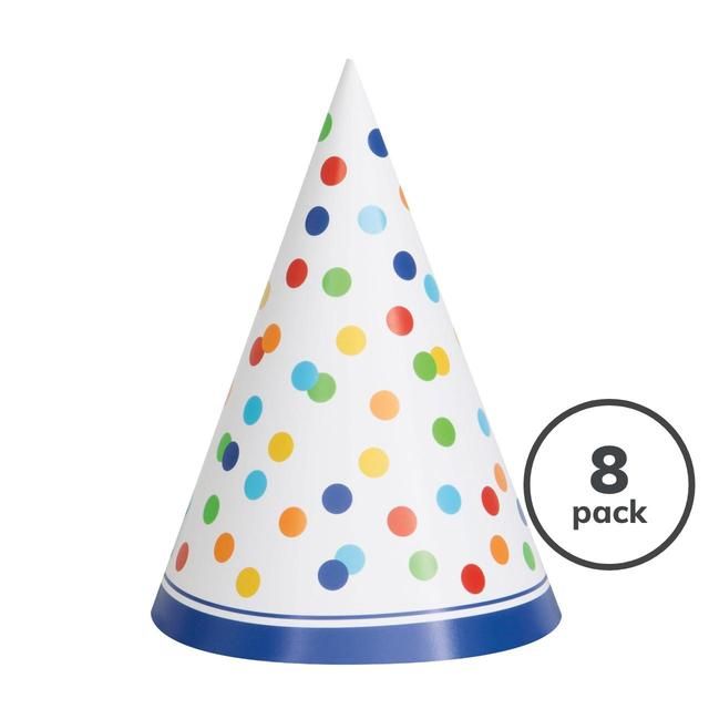 Rainbow Polka Dot Party Hat   8 per pack