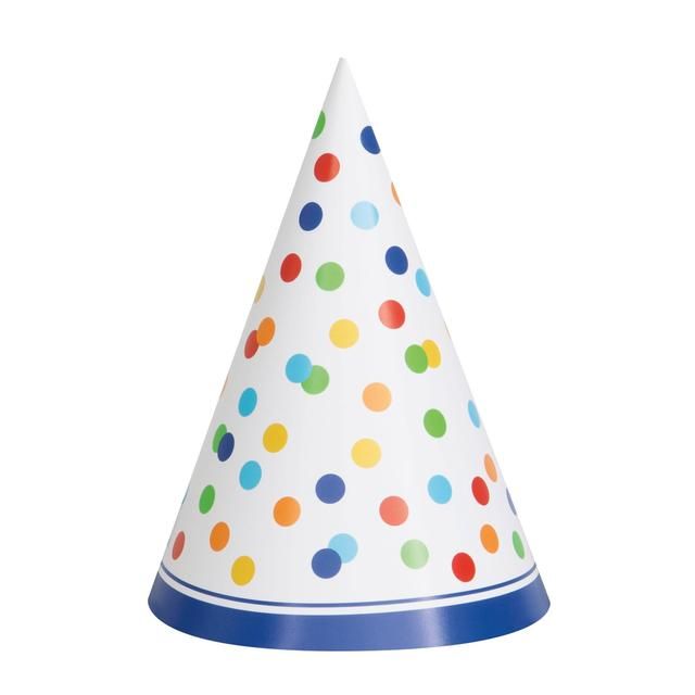 Rainbow Polka Dot Party Hat   8 per pack