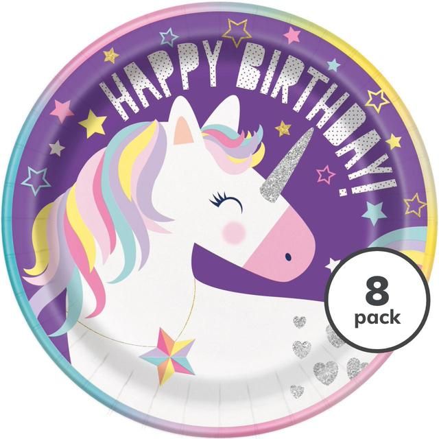 Magic Unicorn 23cm Recyclable Paper Plates   8 per pack GOODS M&S   