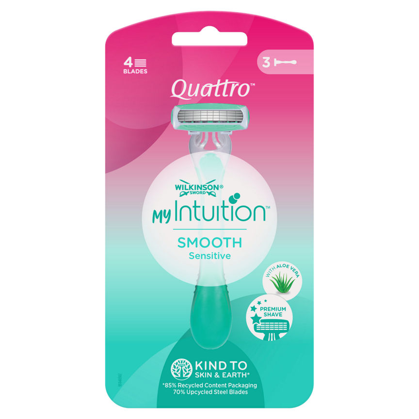 Wilkinson Sword My Intuition Quattro Smooth Sensitive Women's Disposable Razors GOODS ASDA   