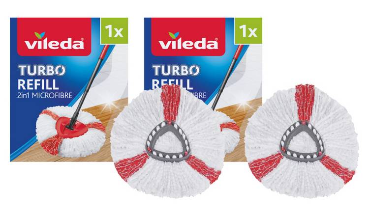 Vileda 2 in 1 Microfibre Turbo Mop Head Pack of 2