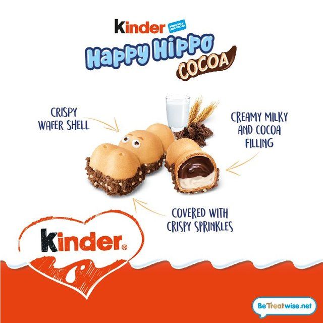 Kinder 5 Happy Hippo Milk & Cocoa Cream Biscuits   103.5g GOODS M&S   