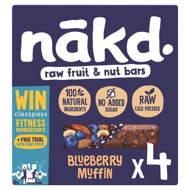 nakd. Blueberry Muffin Fruit & Nut Bars Multipack   4 x 35g