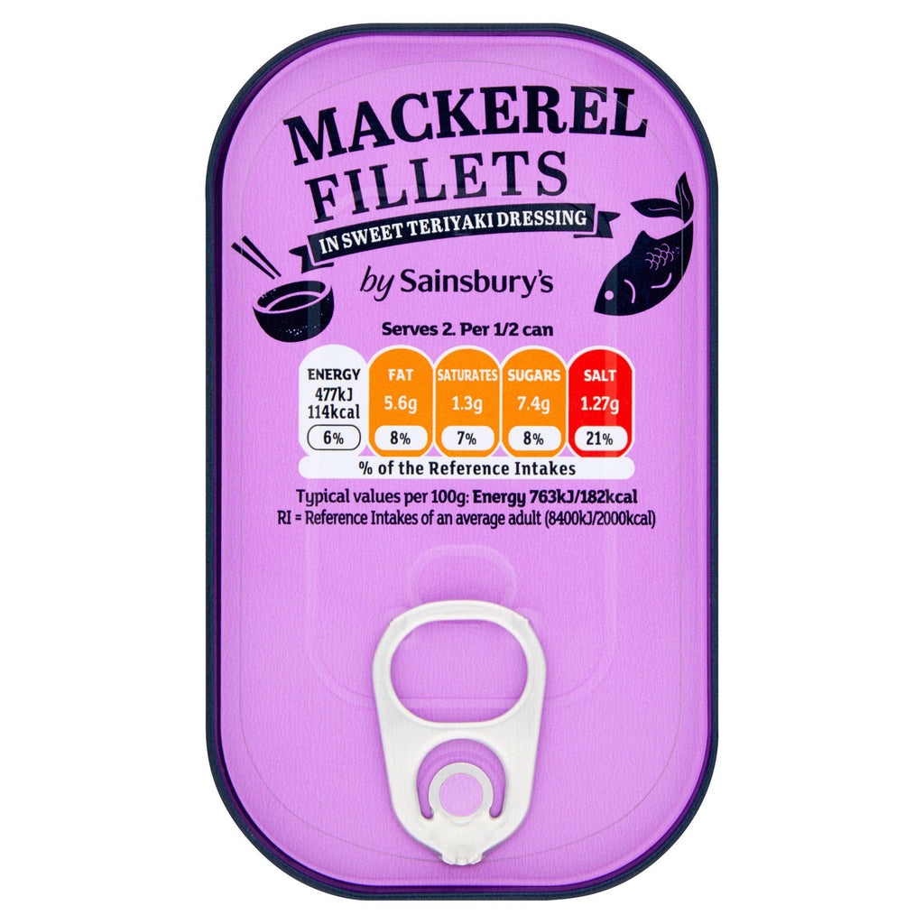 Sainsbury's Mackerel Fillets in Sweets Teriyaki Dressing 125g