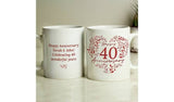 Personalised Message 40th Ruby Wedding Anniversary Mug GOODS Argos