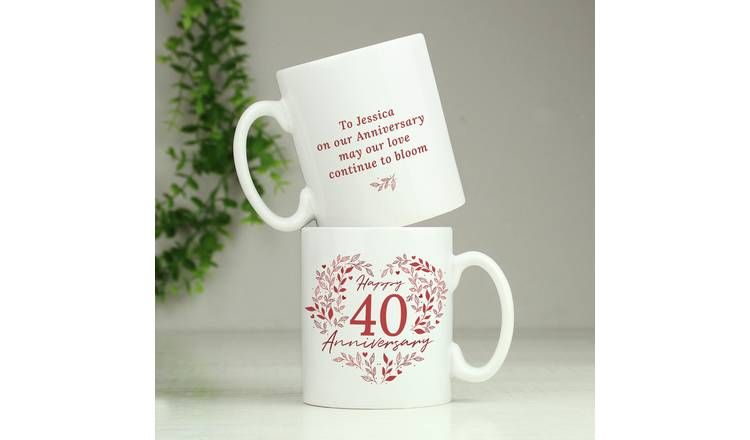 Personalised Message 40th Ruby Wedding Anniversary Mug GOODS Argos