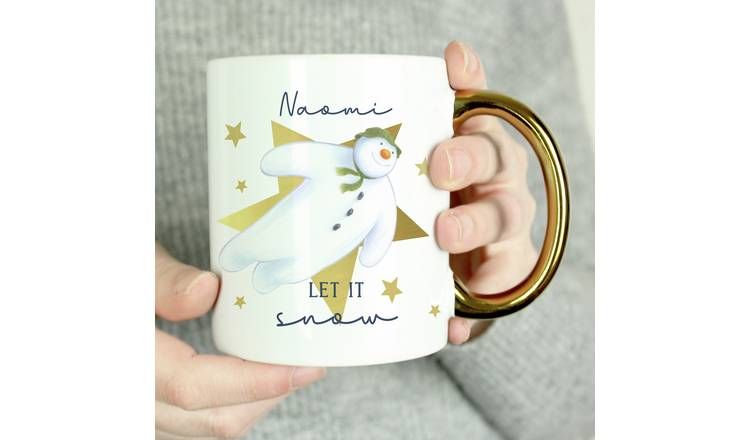 Personalised Message The Snowman Let It Snow Gold Handle Mug