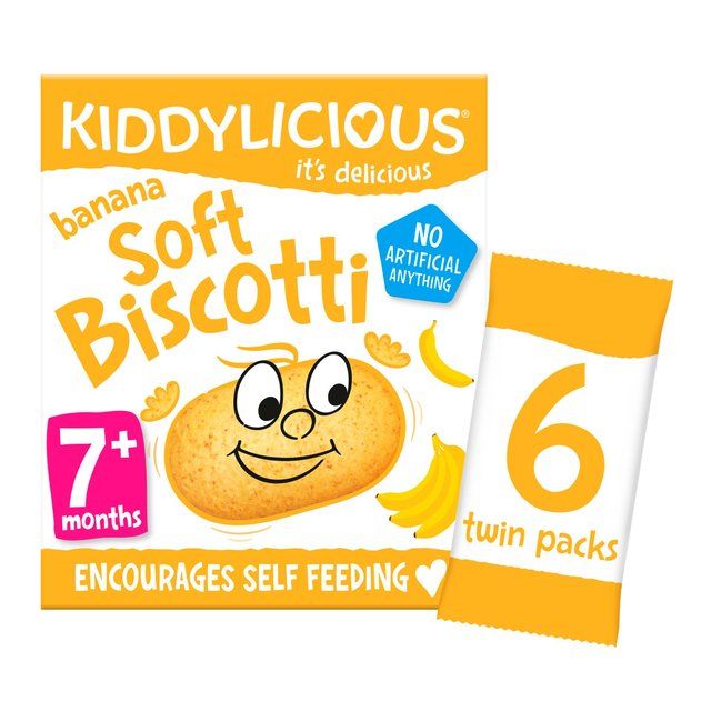 Kiddylicious Banana Soft Biscotti Baby Snacks Multi   6 x 20g