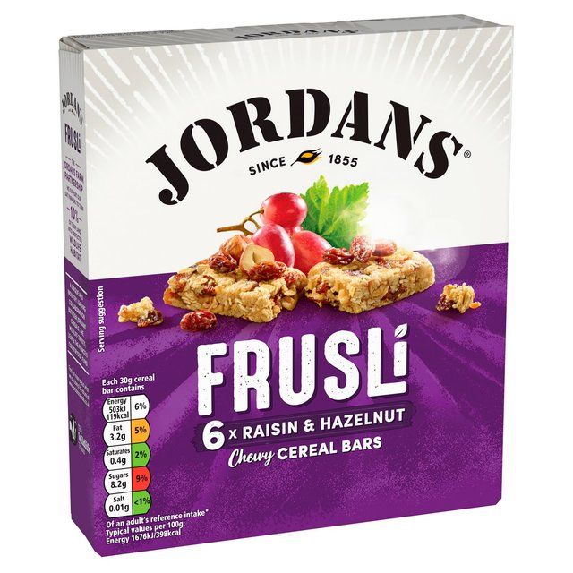 Jordans Raisin &amp; Hazelnut Frusli Cereal Bars   6 x 30g