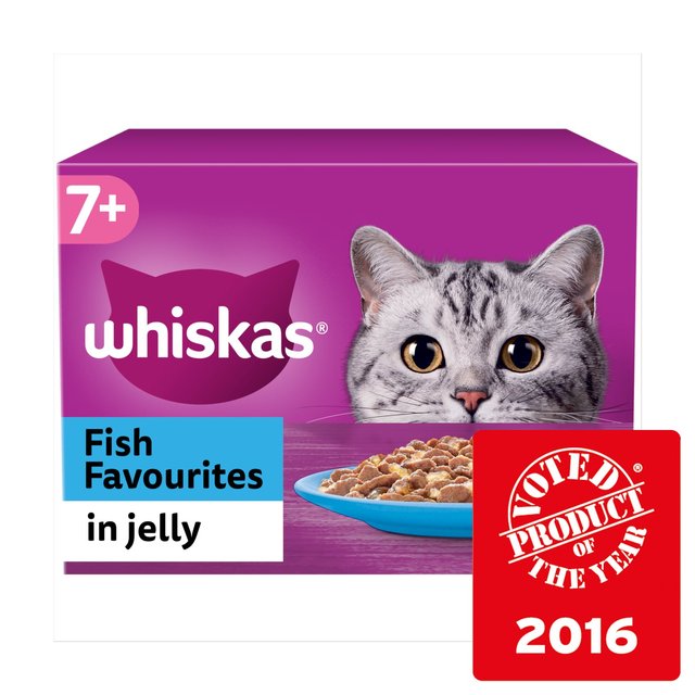 Whiskas 7+ Senior Wet Cat Food Fish Favourites in Jelly   12 x 85g GOODS M&S   