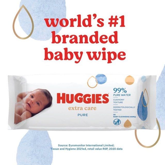 Huggies Extra Care Sensitive 99% Water Baby Wipes Jumbo Pack   12 x 56 per pack