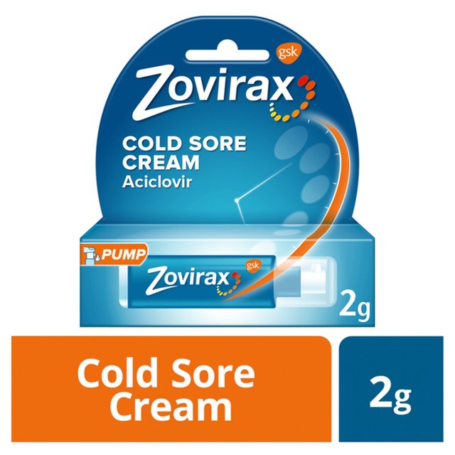 Zovirax Cold Sore Treatment Cream Contains Aciclovir Pump Dispenser   2g