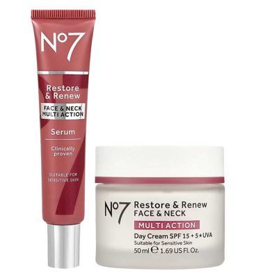 No7 Restore & Renew MULTI ACTION Day Cream & Serum Bundle GOODS Boots   