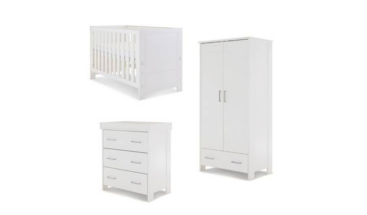 Obaby Nika 3 Piece Nursery Furniture Set - White