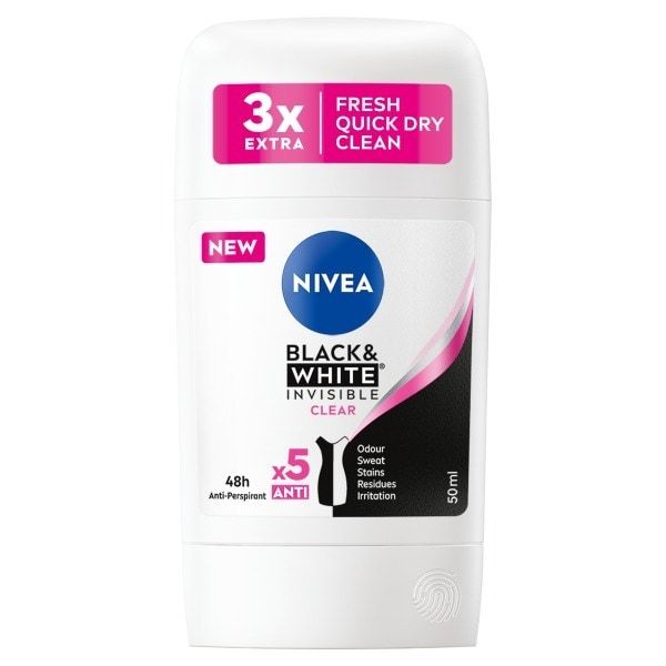 NIVEA Black & White Anti-Perspirant Deodorant Stick, 50ml