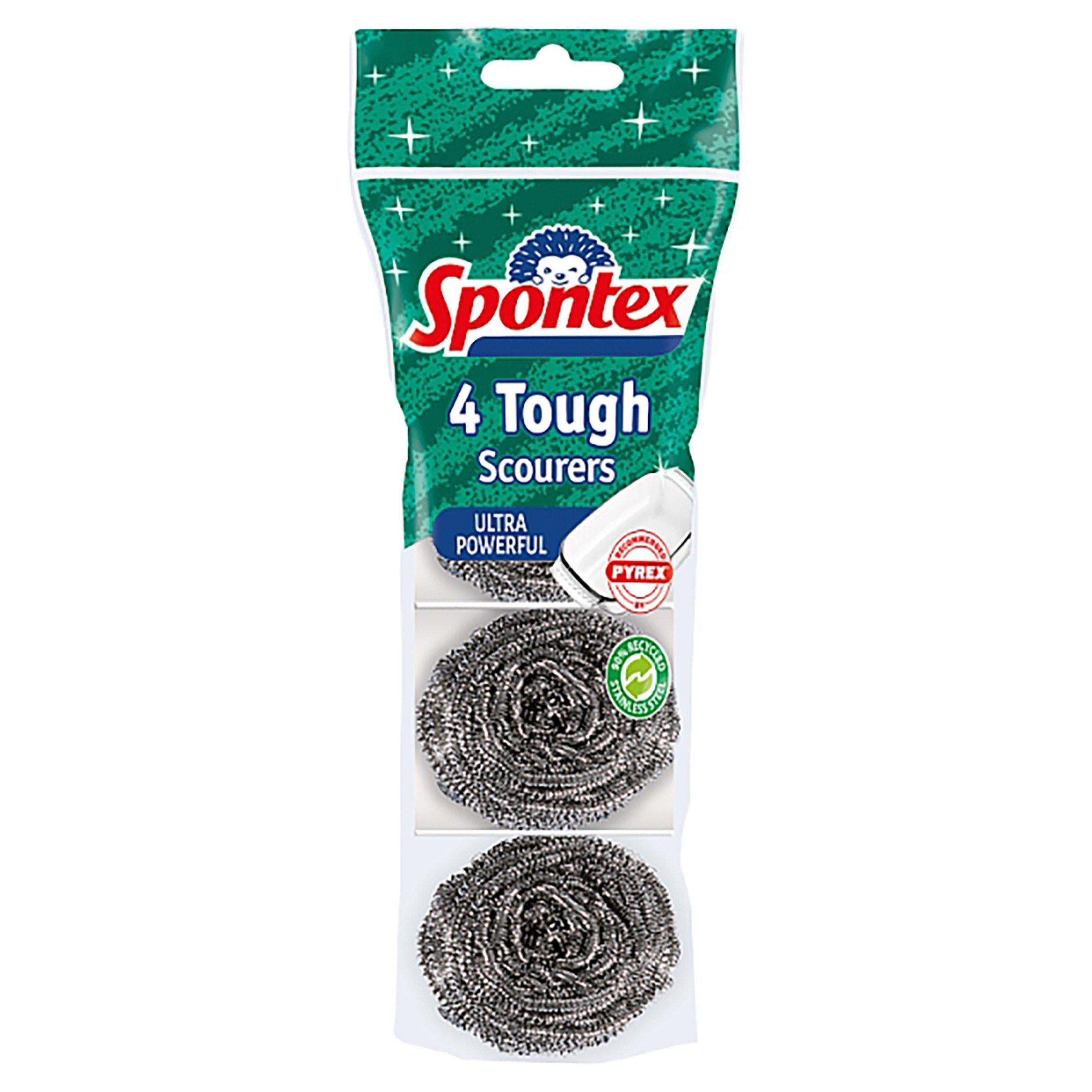 Spontex Tough Scourer x4 Rubber gloves cloths & sponges Sainsburys   