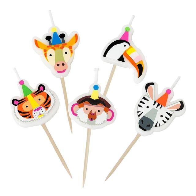 Safari Animals Birthday Candles   5 per pack GOODS M&S   