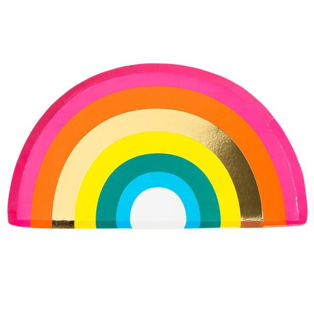 Rainbow Paper Party Plates   12 per pack