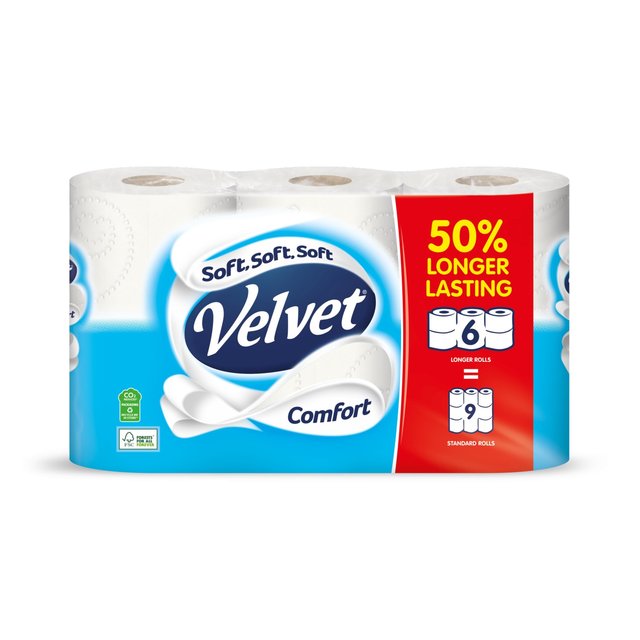 Velvet Comfort White Toilet Rolls   6 per pack GOODS M&S   