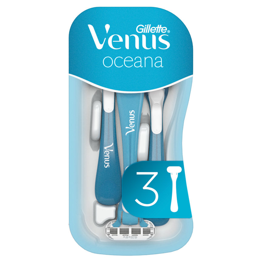 Venus Oceana 3 Blade Disposable Razors 3 Pack Women's Toiletries ASDA   