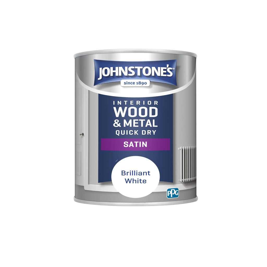 Johnstone's Interior Wood & Metal Quick Dry Satin Brilliant White 0.75L