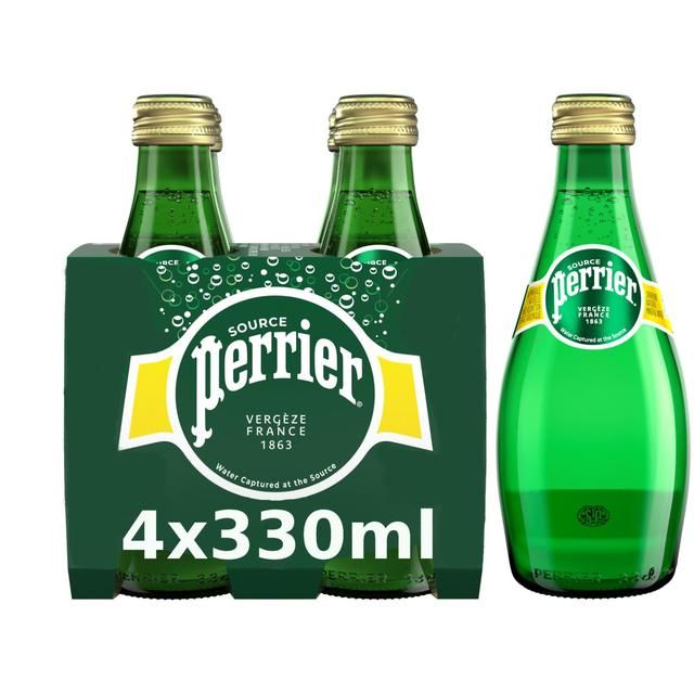 Perrier Sparkling Natural Mineral Water Glass   4 x 330ml