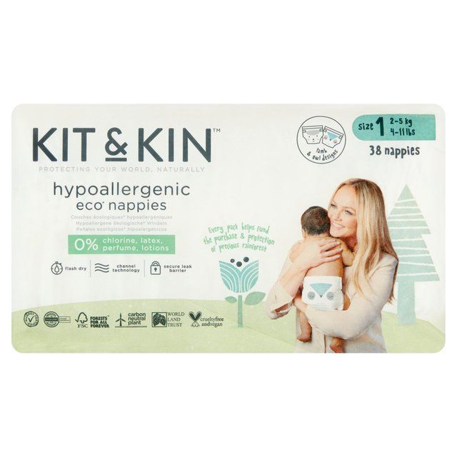 Kit & Kin Eco Nappies Size 1 (2-5kg)   38 per pack