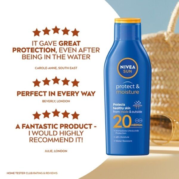 NIVEA SUN Suncream Lotion SPF 20, Protect & Moisture 200ml