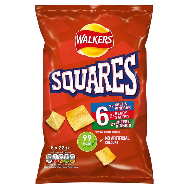 Walkers Squares Variety Multipack Snacks   6 per pack