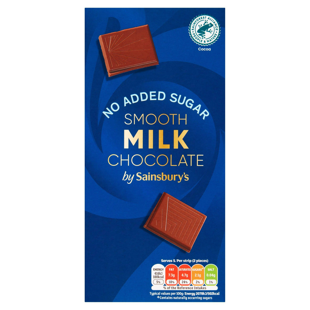 Sainsbury's No Added Sugar Milk Chocolate 100g