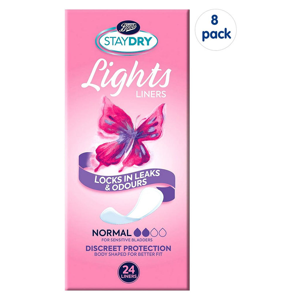 Staydry Lights Normal Liners for Light Incontinence 8 Pack Bundle – 192 Liners