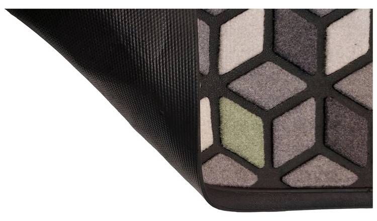 Primeur Geometric Scrape & Sorb Black Cut Pile Doormat