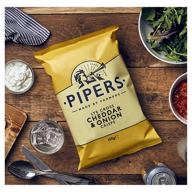 Pipers Lye Cross Cheddar & Onion Sharing Bag Crisps   150g GOODS M&S   