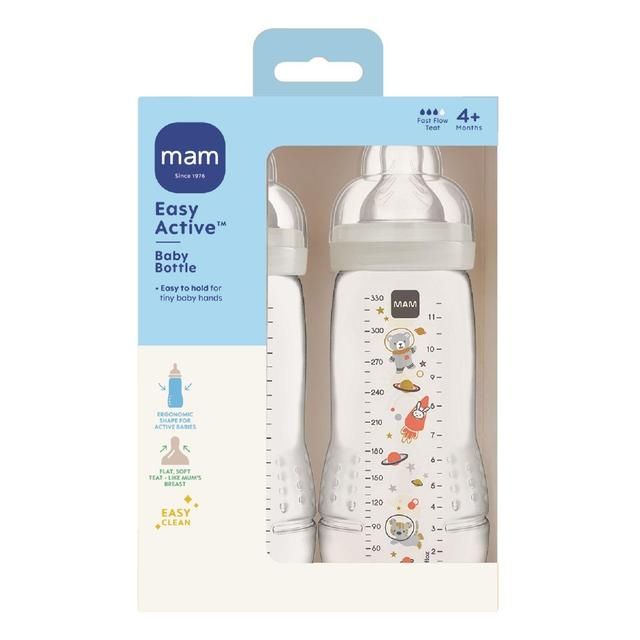 MAM Easy Active 330ml Bottle - Grey   2 per pack