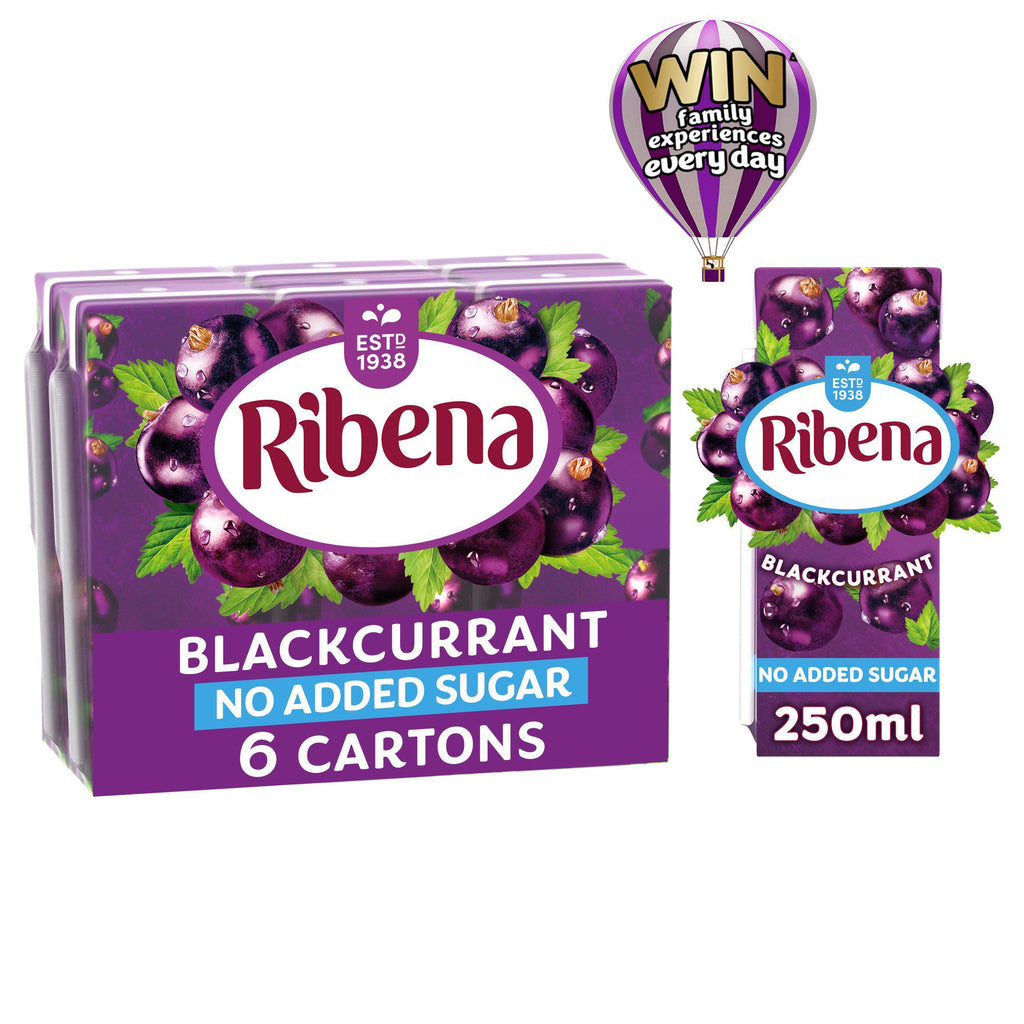 Ribena No Added Sugar Blackcurrant Juice Drink Cartons 6x250ml