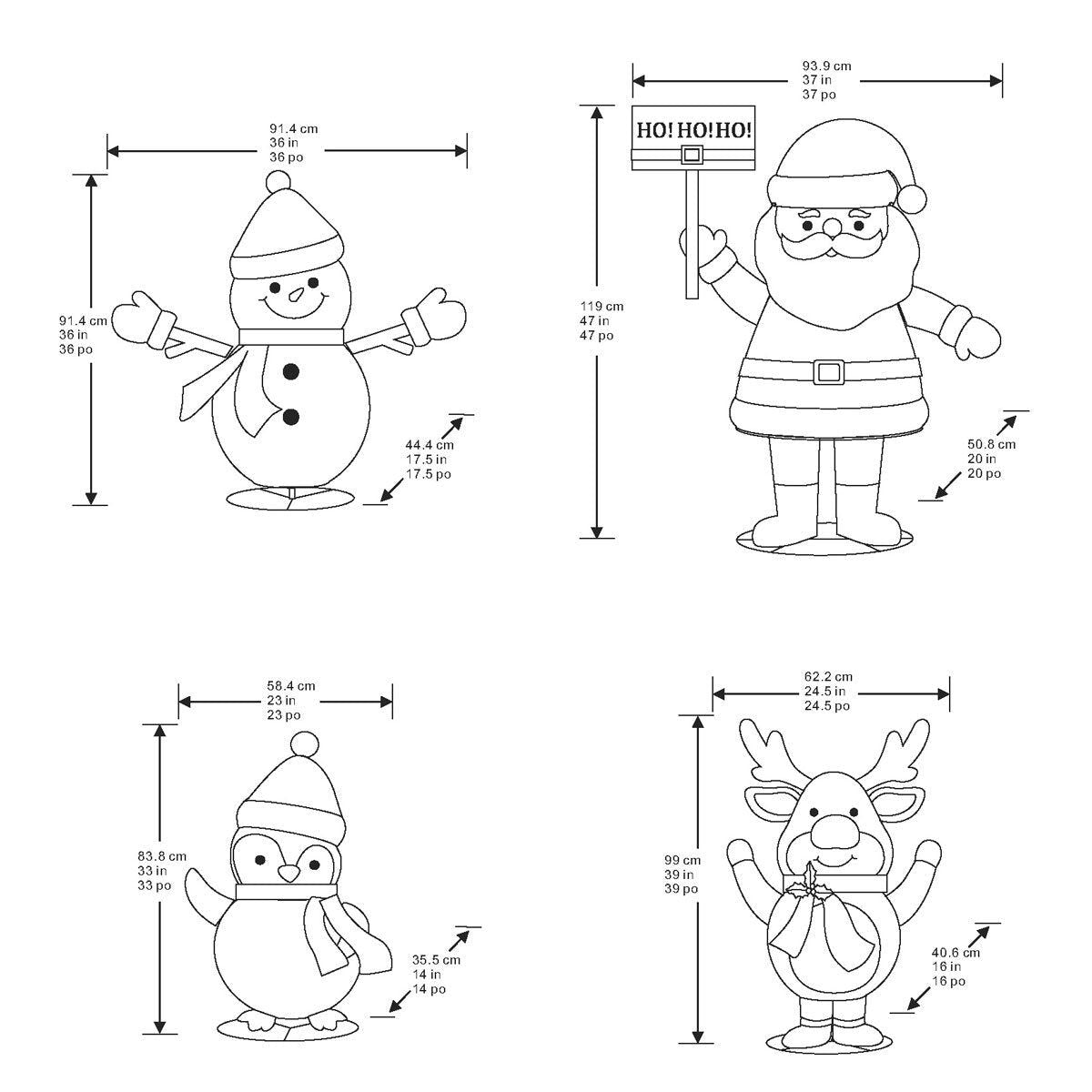 47 inch (1.1m) Santa and Friends with 370 Random Twinkling LED Lights - McGrocer