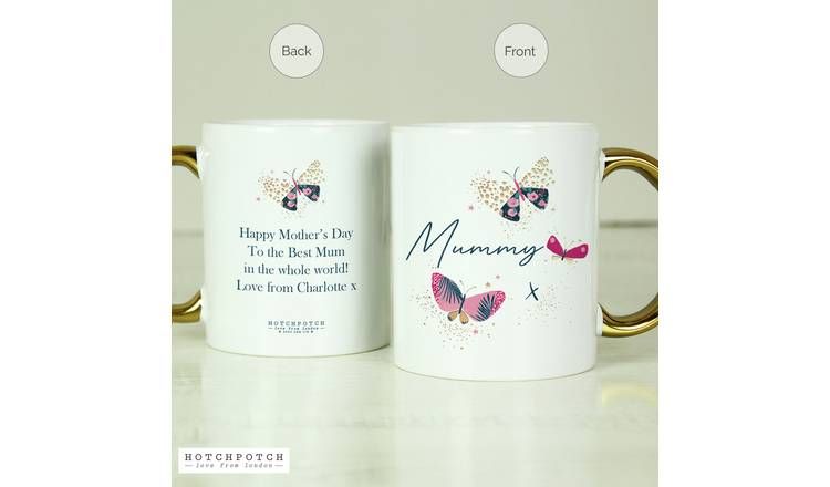 Personalised Message Butterfly Gold Handed Mug GOODS Argos